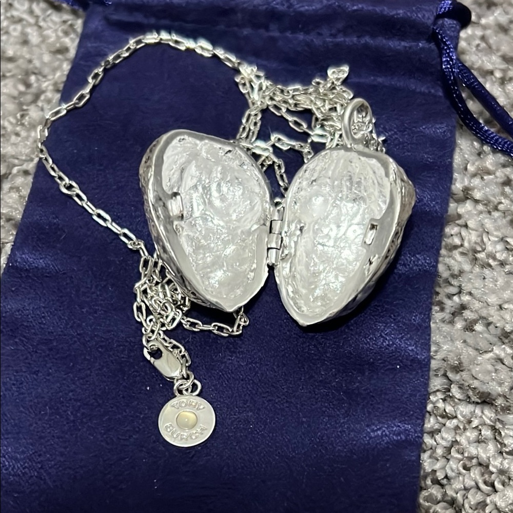 Tory Burch Silver Walnut Locket Necklace - Picture 3 of 4